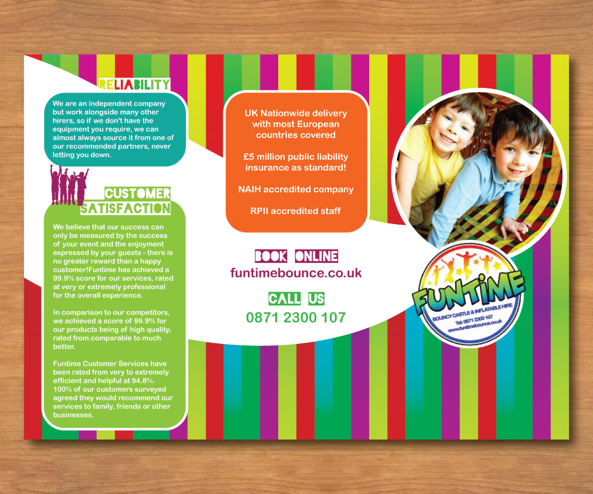 Brochure Design by Ellie Afonso for Funtime Inflatables Limited | Design #5636041