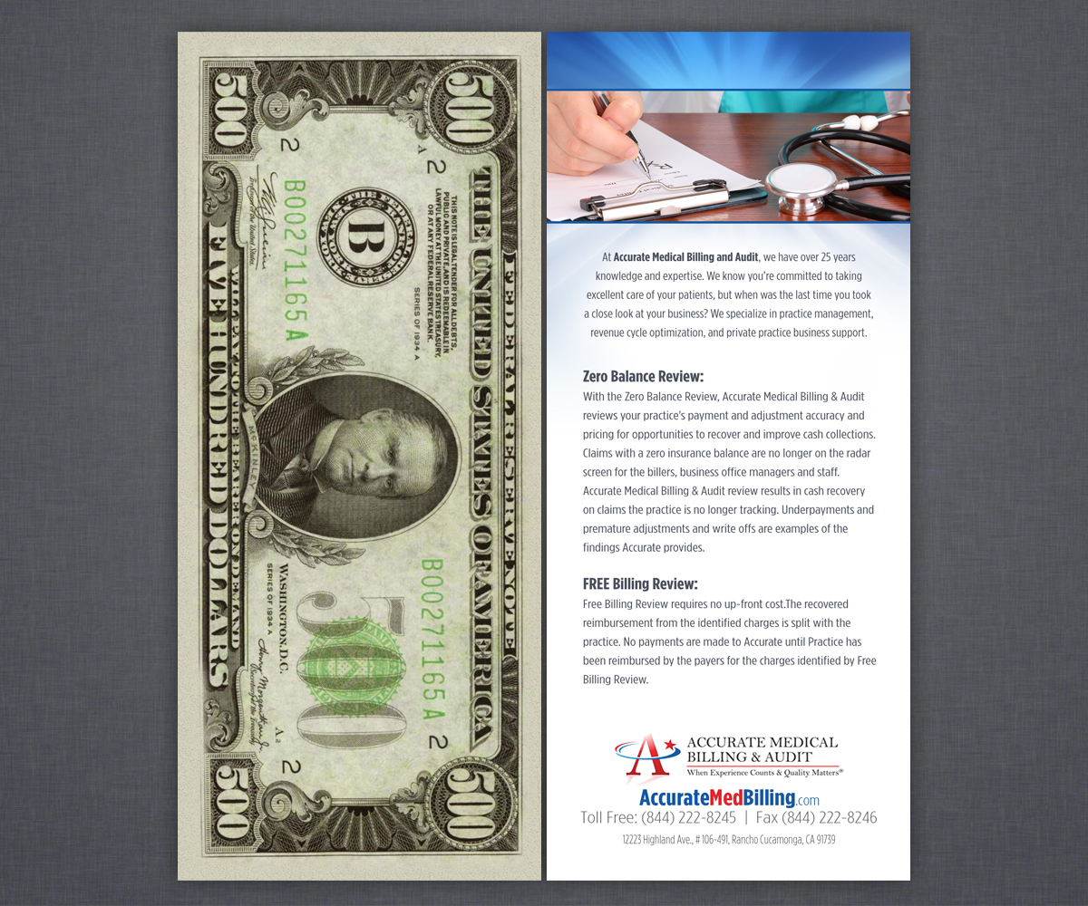 Design de Flyer par Brian Ellis pour Accurate Medical Biling and Audit | Design #5578428