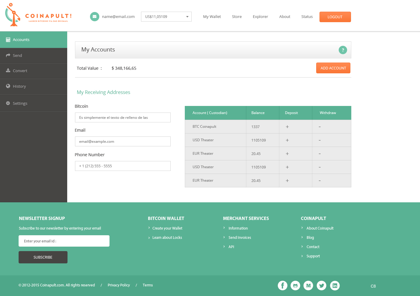 Web Design by pb for Coinapult | Design #5609098