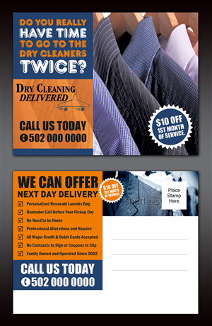 Postkarten-Design von ALSADESIGN für Dry Cleaning Delivered | Design: #5592254