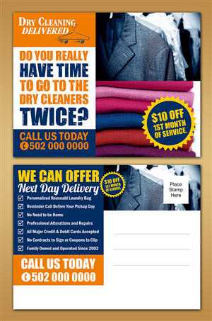 Postkarten-Design von ALSADESIGN für Dry Cleaning Delivered | Design: #5593346