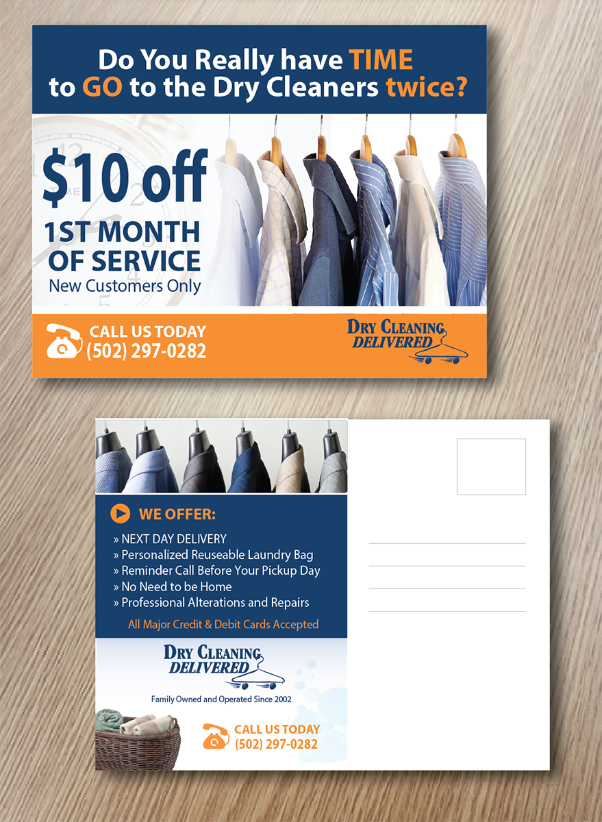 Diseño de Postal por alex989 para Dry Cleaning Delivered | Diseño #5597541