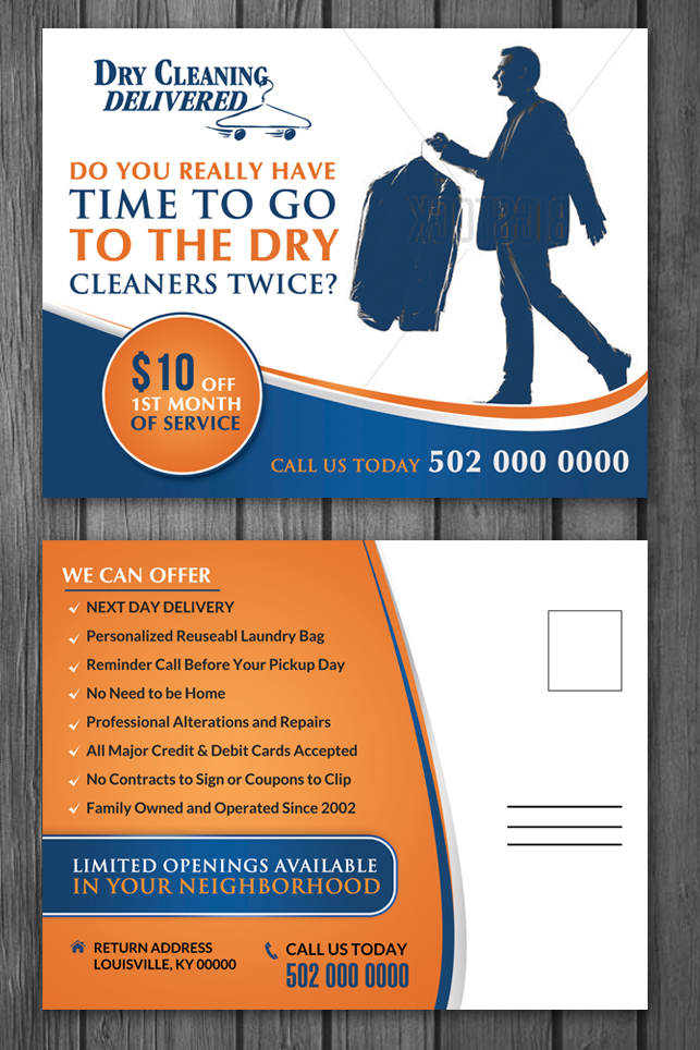 Postcard Design by debdesign for Dry Cleaning Delivered | Design #5602489