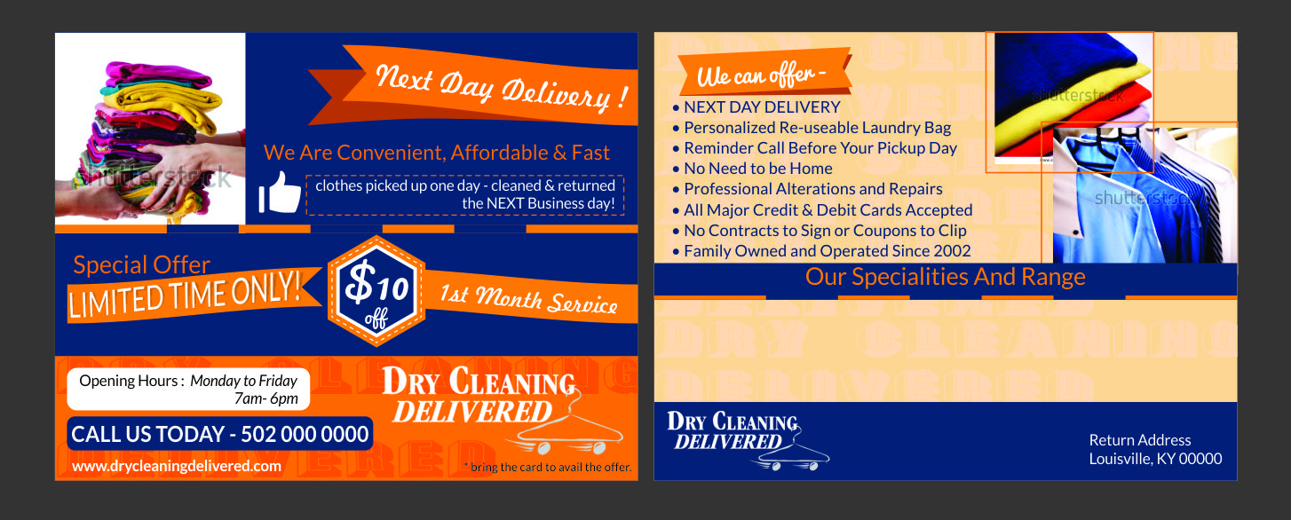 Postkarten-Design von thisisit für Dry Cleaning Delivered | Design #5605719