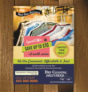 Postkarten-Design von thisisit für Dry Cleaning Delivered | Design: #5605726