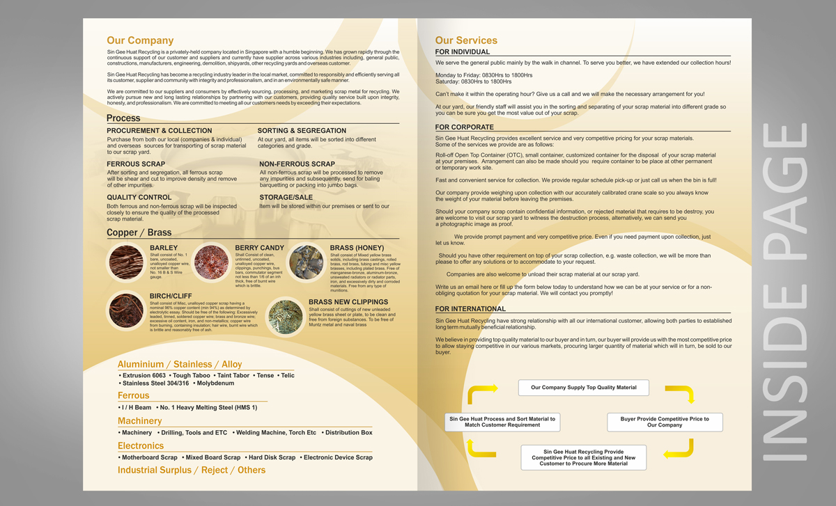 Brochure Design by Webrays for Sin Gee Huat Recycling | Design #5654666