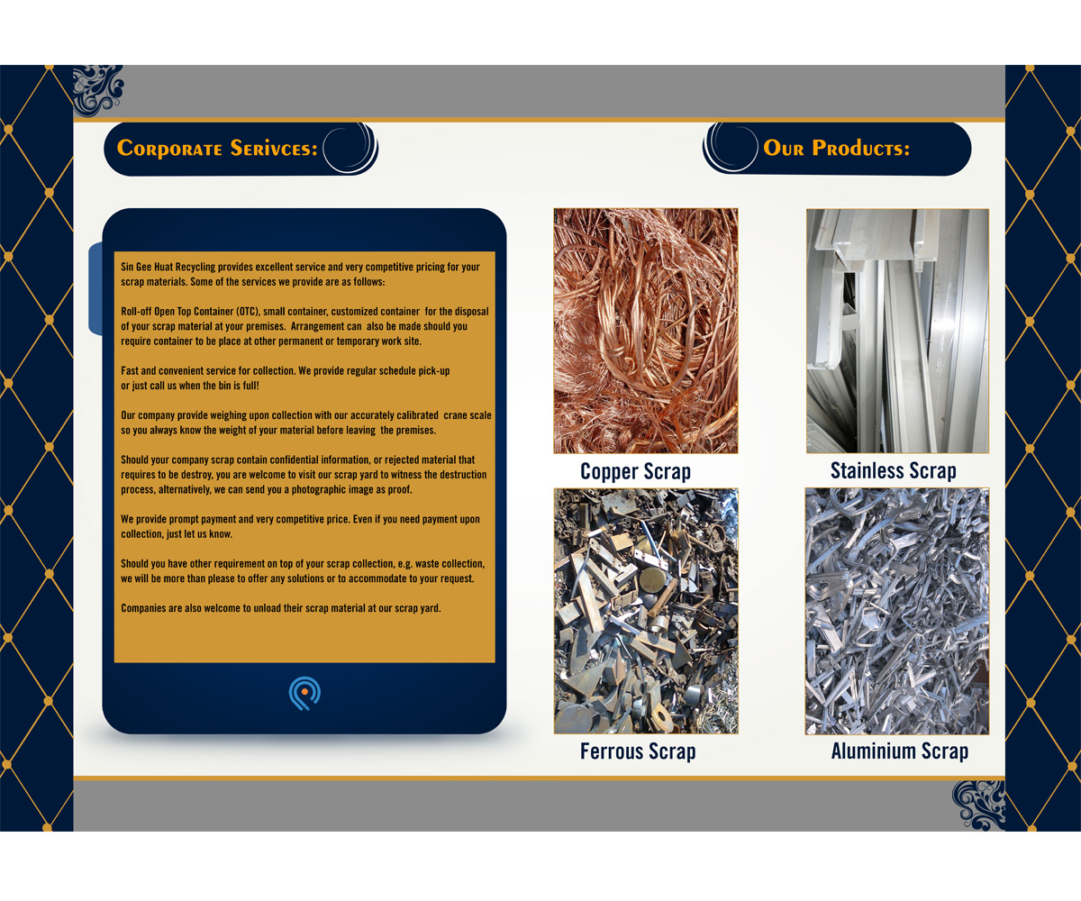 Design de Brochure par Vasant Tejani pour Sin Gee Huat Recycling | Design #5641438