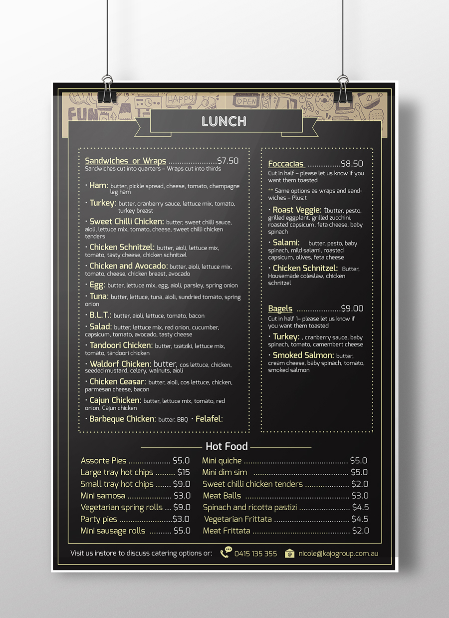 Menu Design by rdesign12 for this project | Design #5594409
