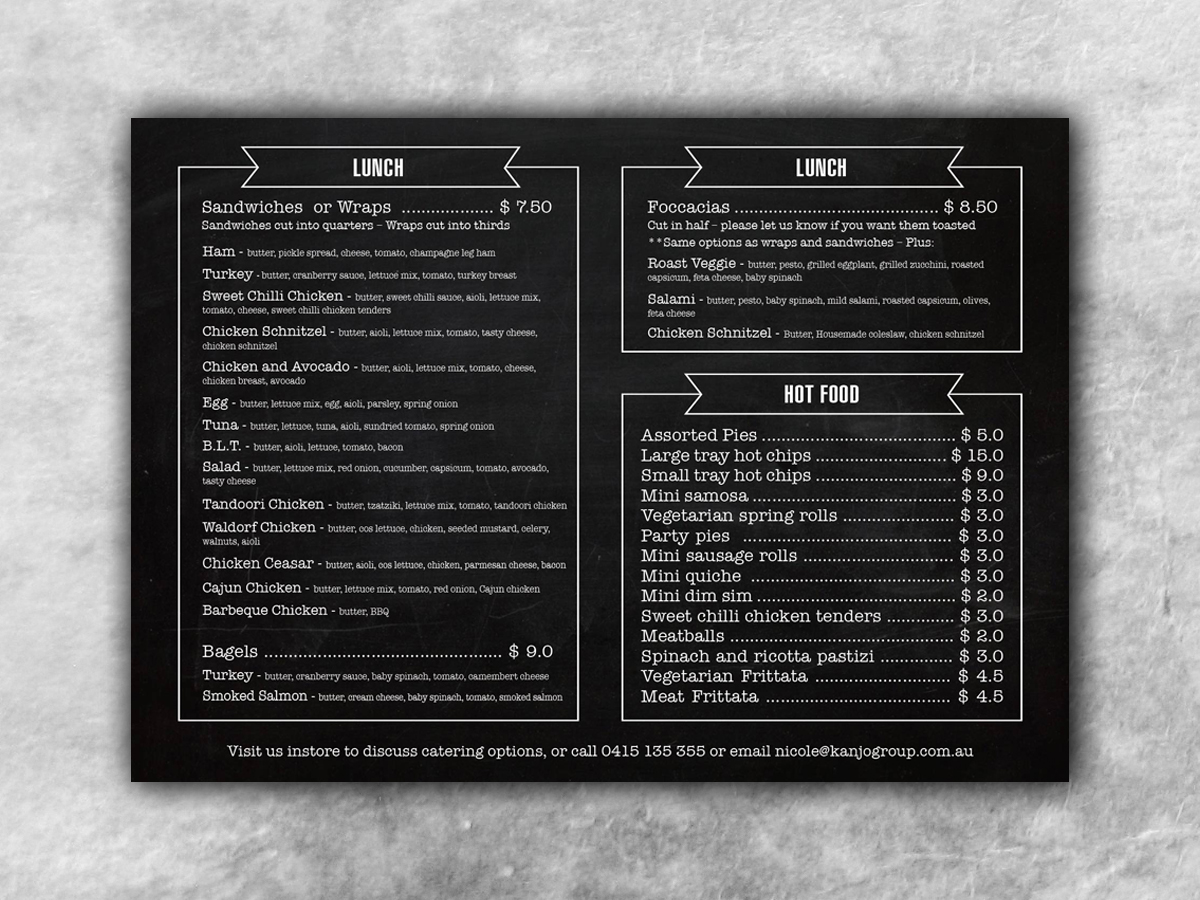 Menu Design by MilM for this project | Design #5604184