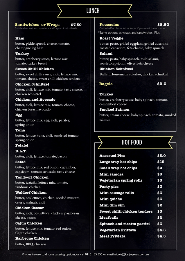 Menu Design by JK for this project | Design #5596972