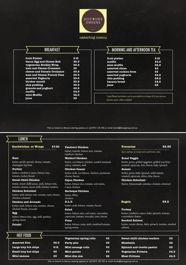 Menu Design by JK for this project | Design #5610940