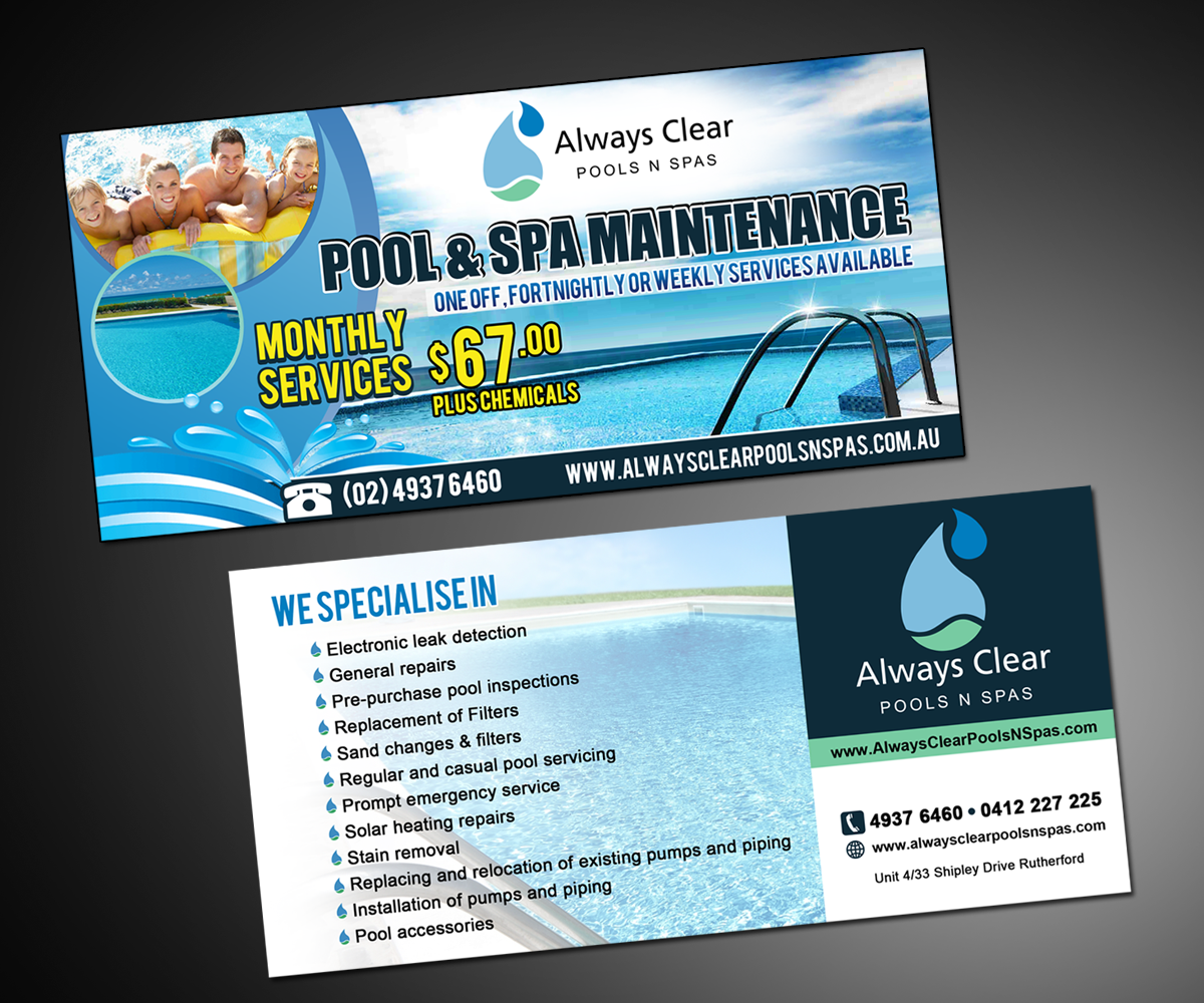Flyer Design by MDesigns ™ for always clear pools n spas | Design: #5655957