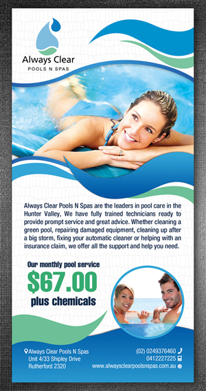 Design de Flyer par ESolz Technologies pour always clear pools n spas | Design #5599067