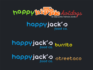 Logo Design by HexSeven Designs for Happy Hippie Hotdogs / Happy Jacks Food Co.  | Design #293876