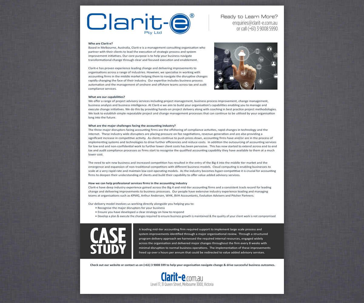 Flyer Design by Brian Ellis for Clarit-e Pty Ltd | Design #5604219