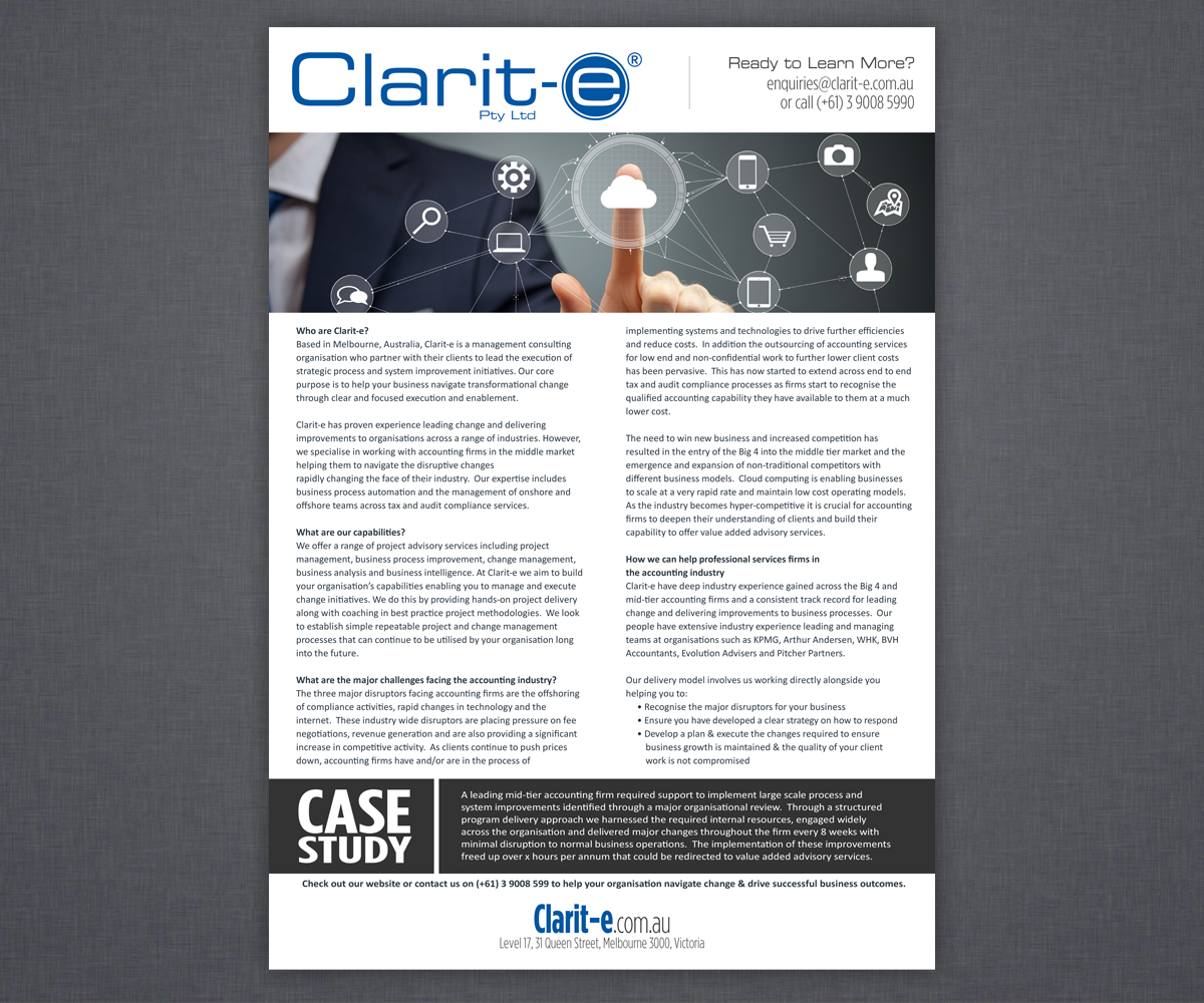 Flyer Design by Brian Ellis for Clarit-e Pty Ltd | Design #5610037