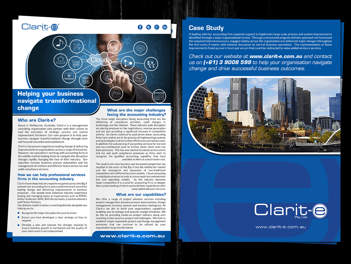 Flyer-Design von ESolz Technologies für Clarit-e Pty Ltd | Design #5599275