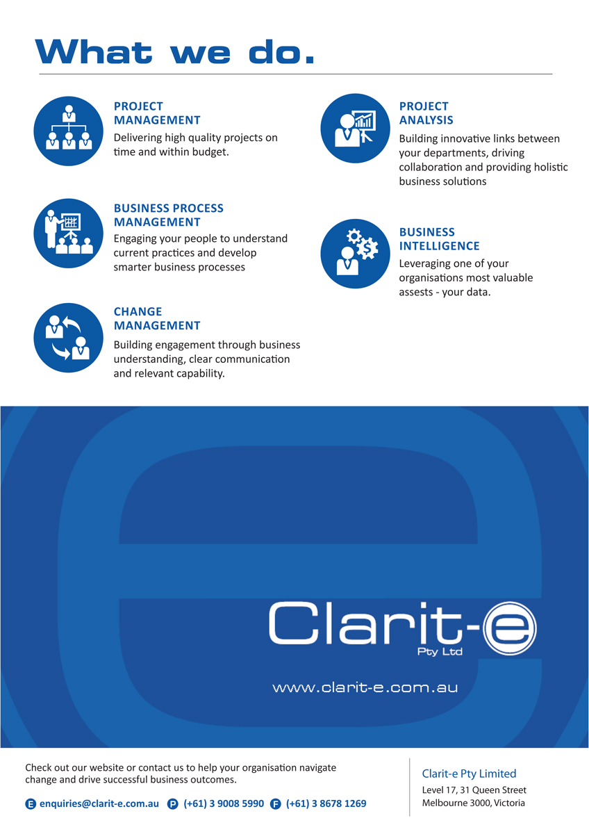 Flyer Design by rkailas for Clarit-e Pty Ltd | Design #5701198