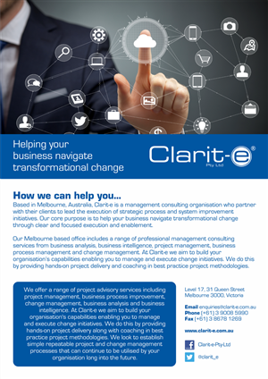 Flyer-Design von barinix für Clarit-e Pty Ltd | Design: #5611565