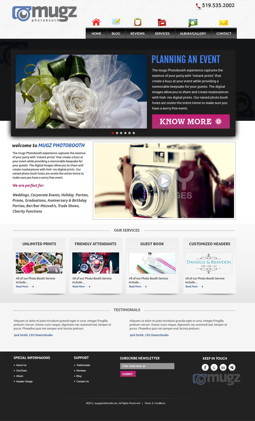 Wordpress Design by Expert Designer for Mugz Photobooth | Design #1557318