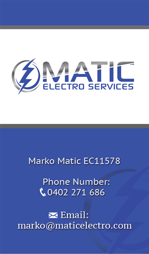 Business Card Design by kbrooksdesigns21 for Matic Electro Services | Design: #5638451