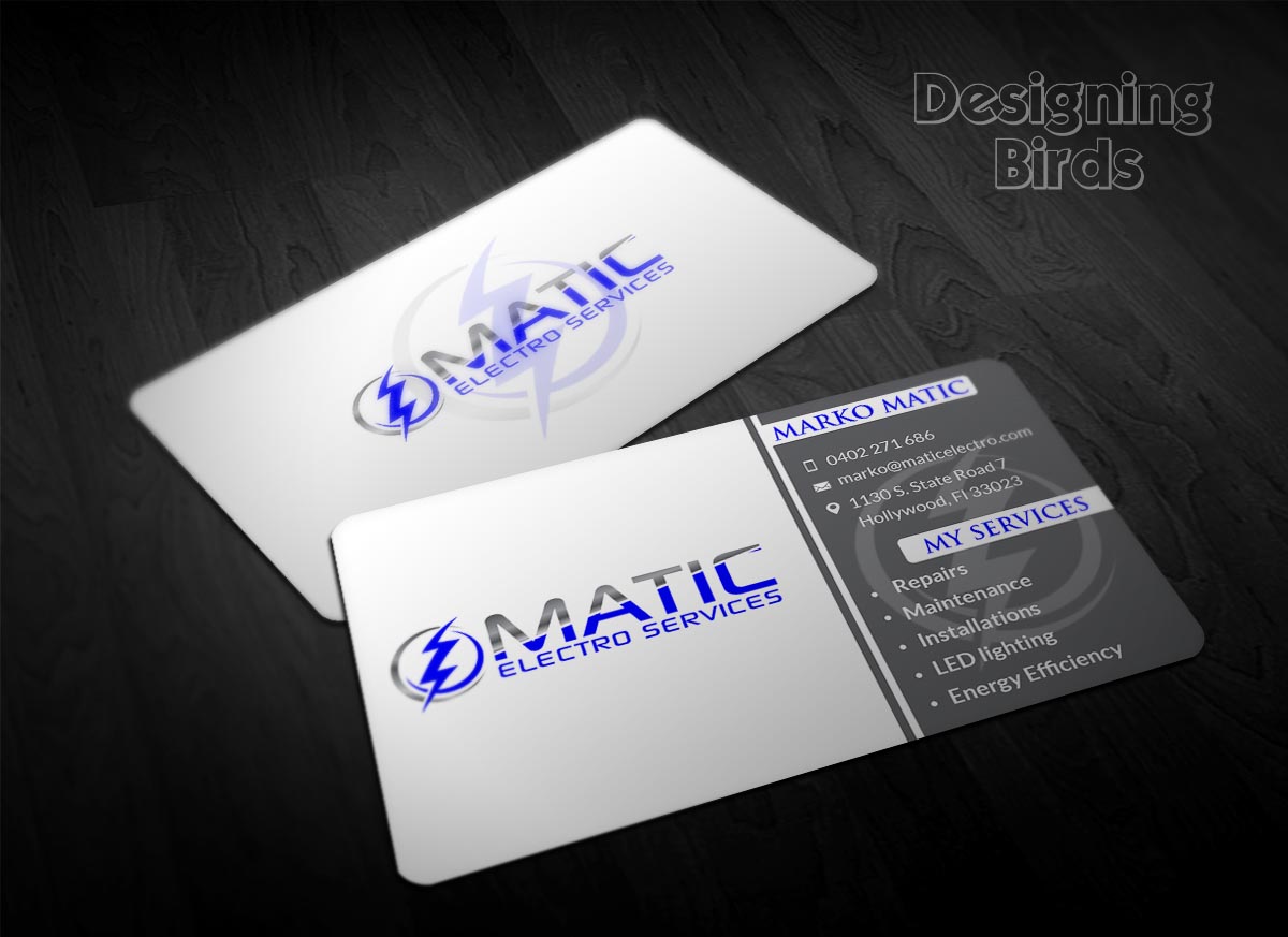 Business Card Design by Designing Birds for Matic Electro Services | Design #5612699