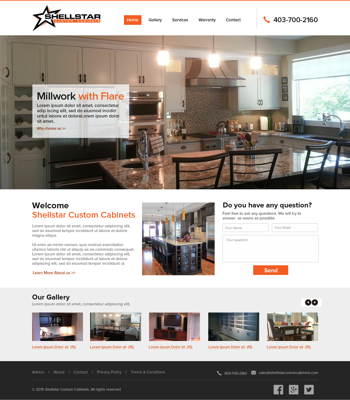 Web Design by OM for Shellstar Custom Cabinets LTD | Design #5626452