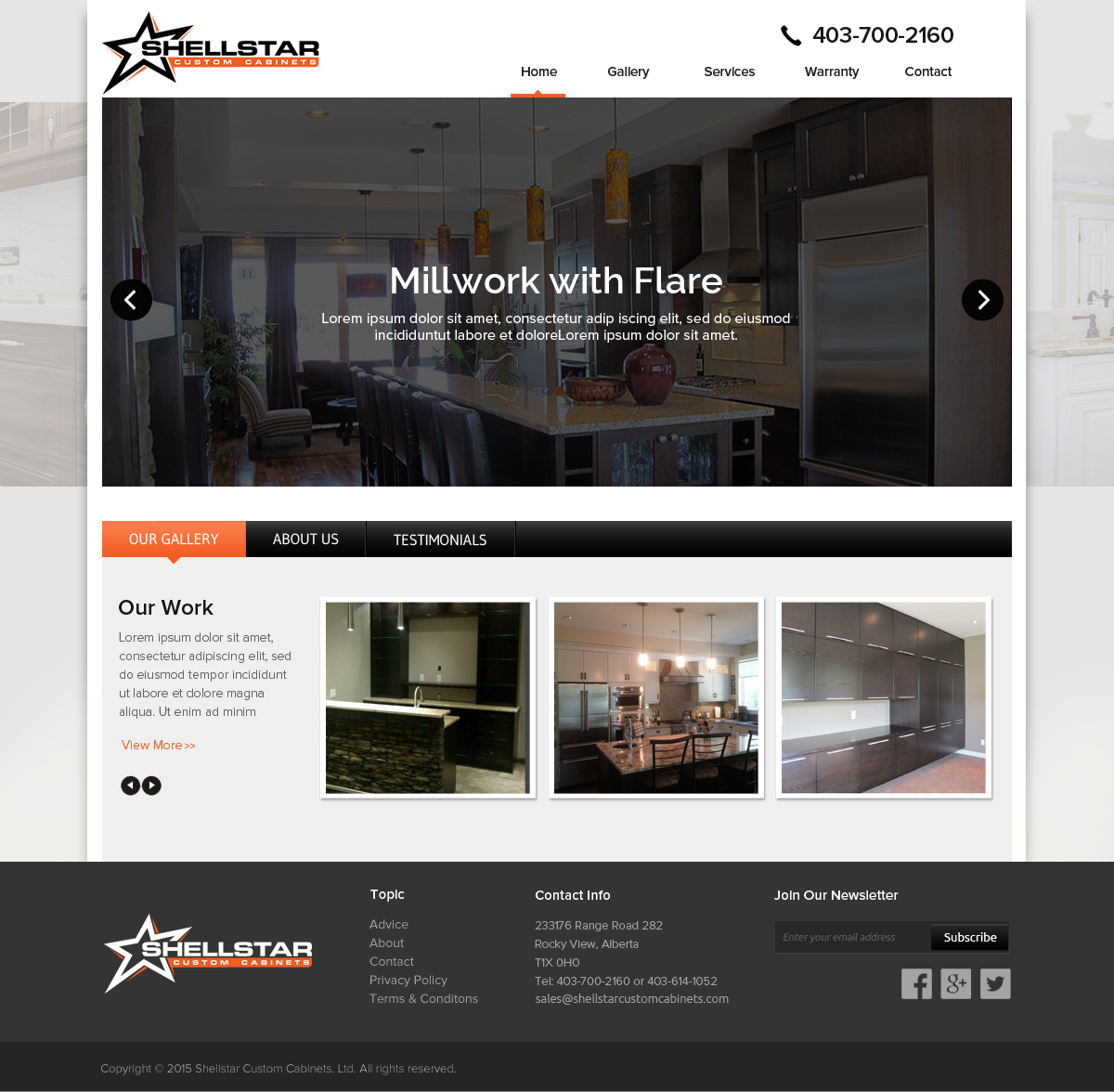 Web Design by OM for Shellstar Custom Cabinets LTD | Design #5626466