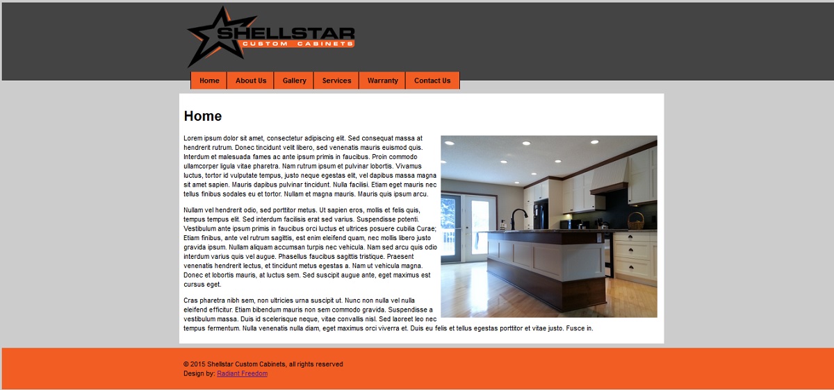 Web Design par Radiant Freedom pour Shellstar Custom Cabinets LTD | Design #5628492