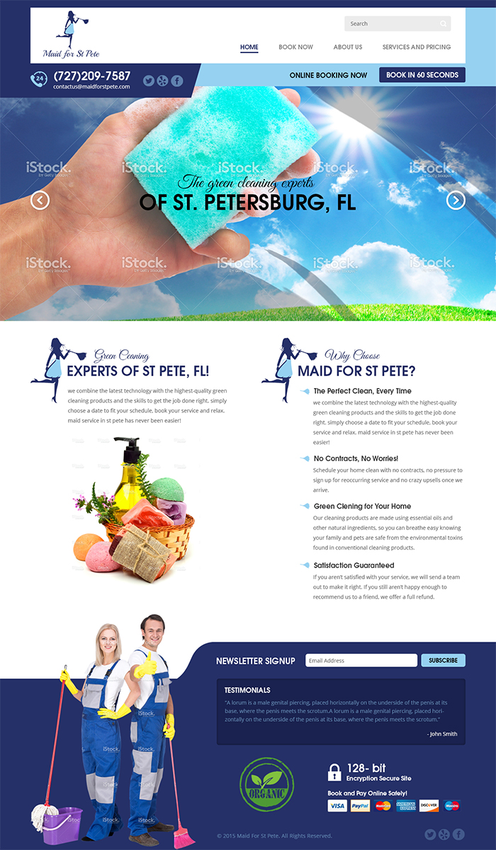 Diseño Web por RupalTechno para Maid for St Pete | Diseño #5647089