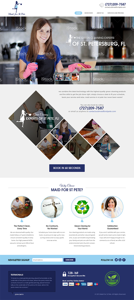 Diseño Web por RupalTechno para Maid for St Pete | Diseño #5647584