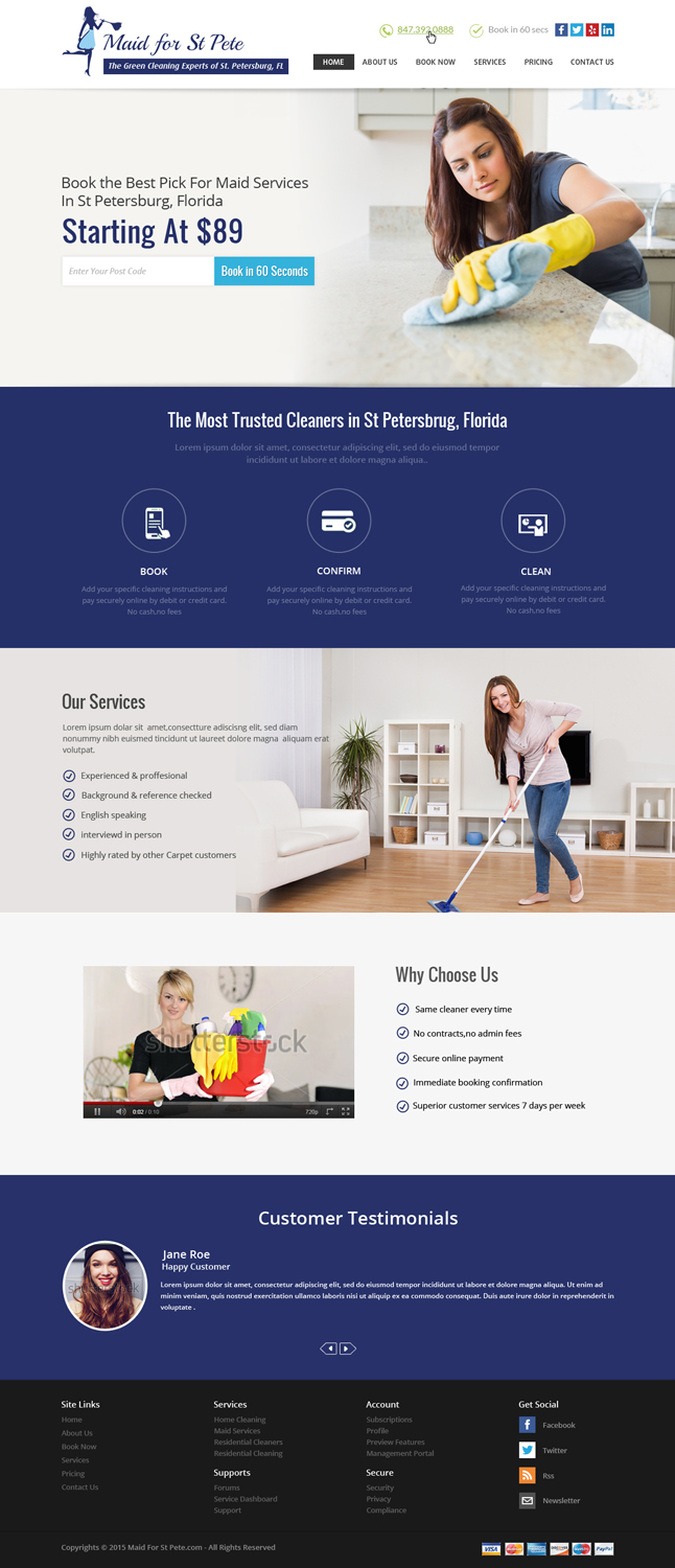 Web-Design von OM für Maid for St Pete | Design #5656092