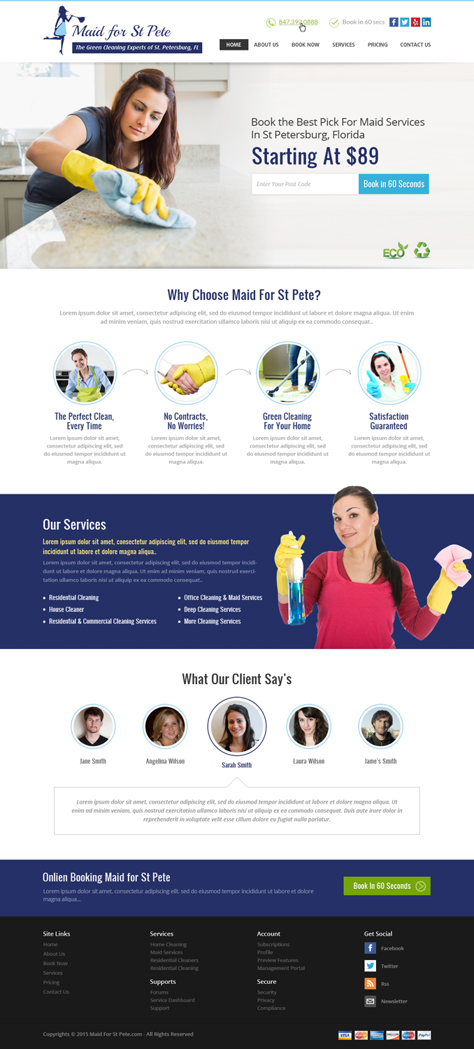 Web Design by OM for Maid for St Pete | Design #5656102