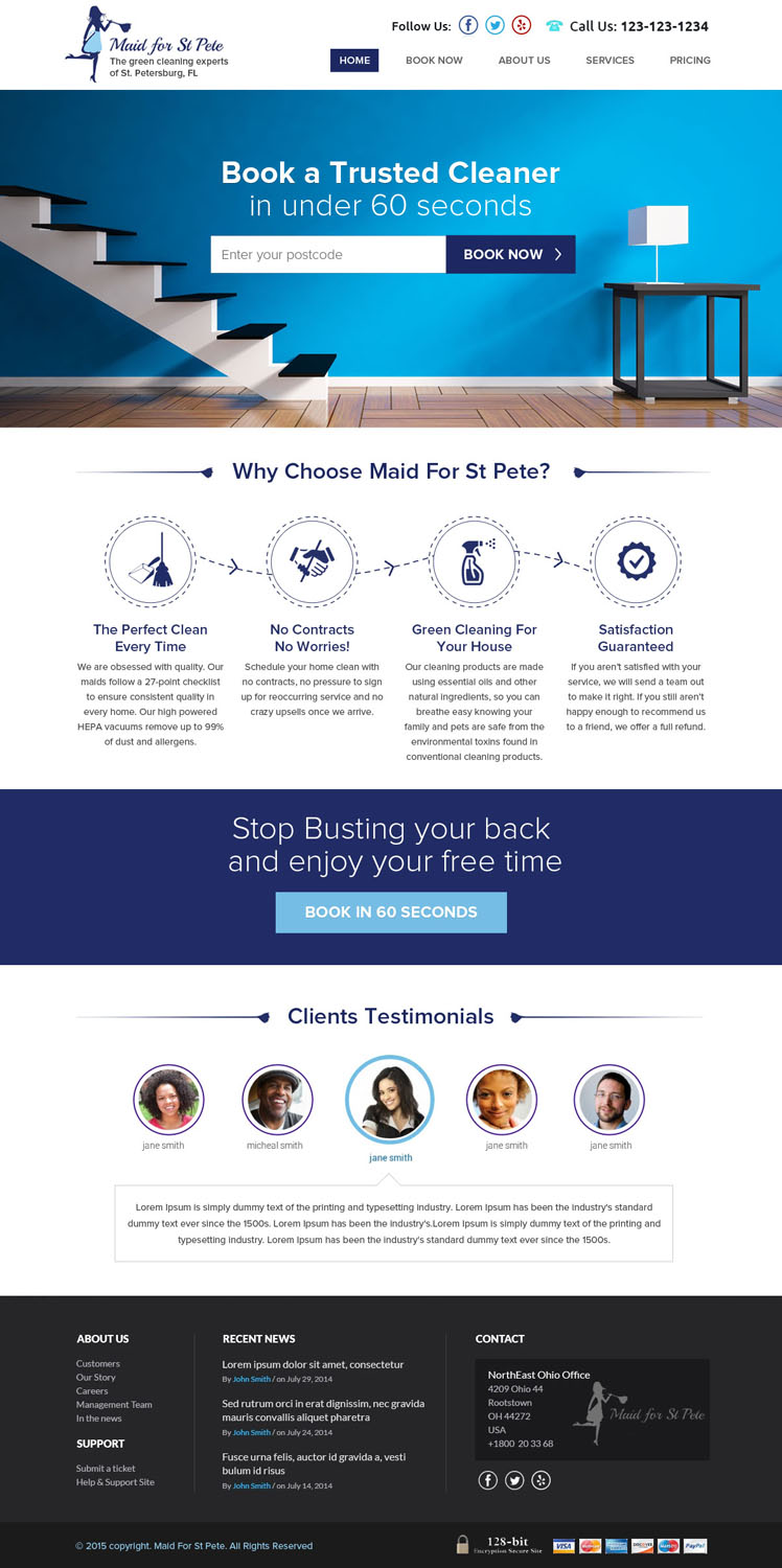 Web Design by OM for Maid for St Pete | Design #5664019