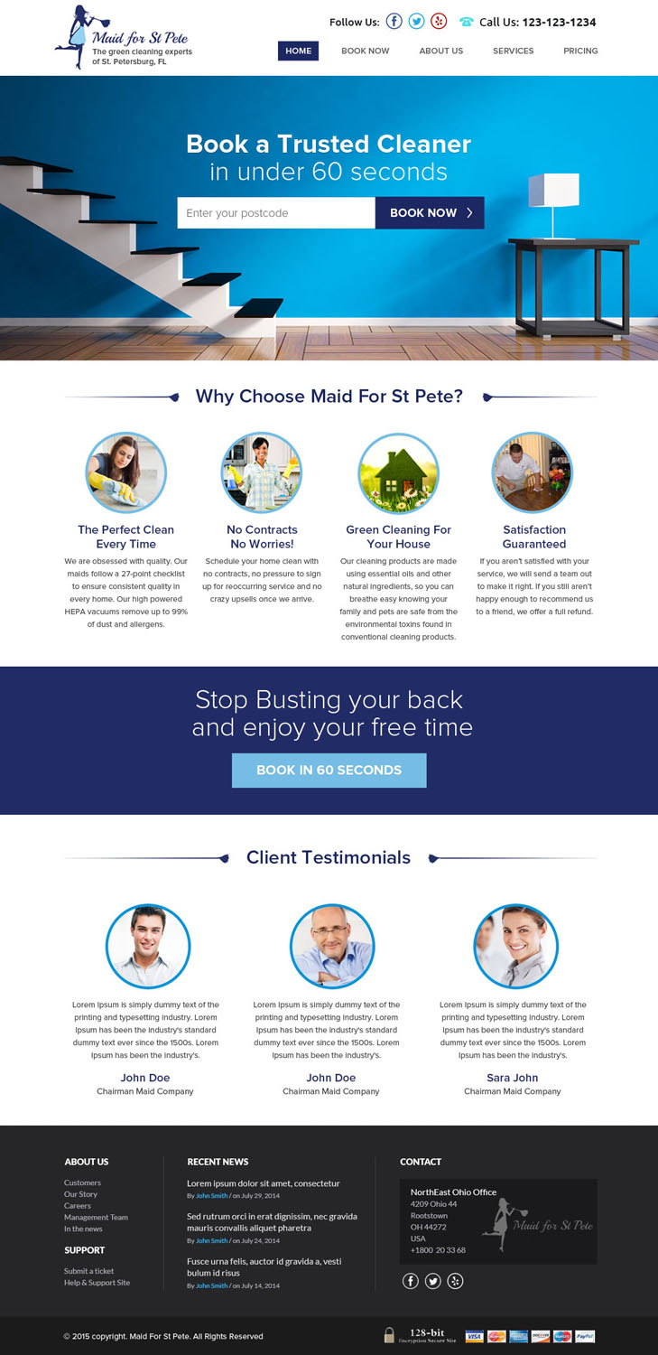 Diseño Web por OM para Maid for St Pete | Diseño #5664043