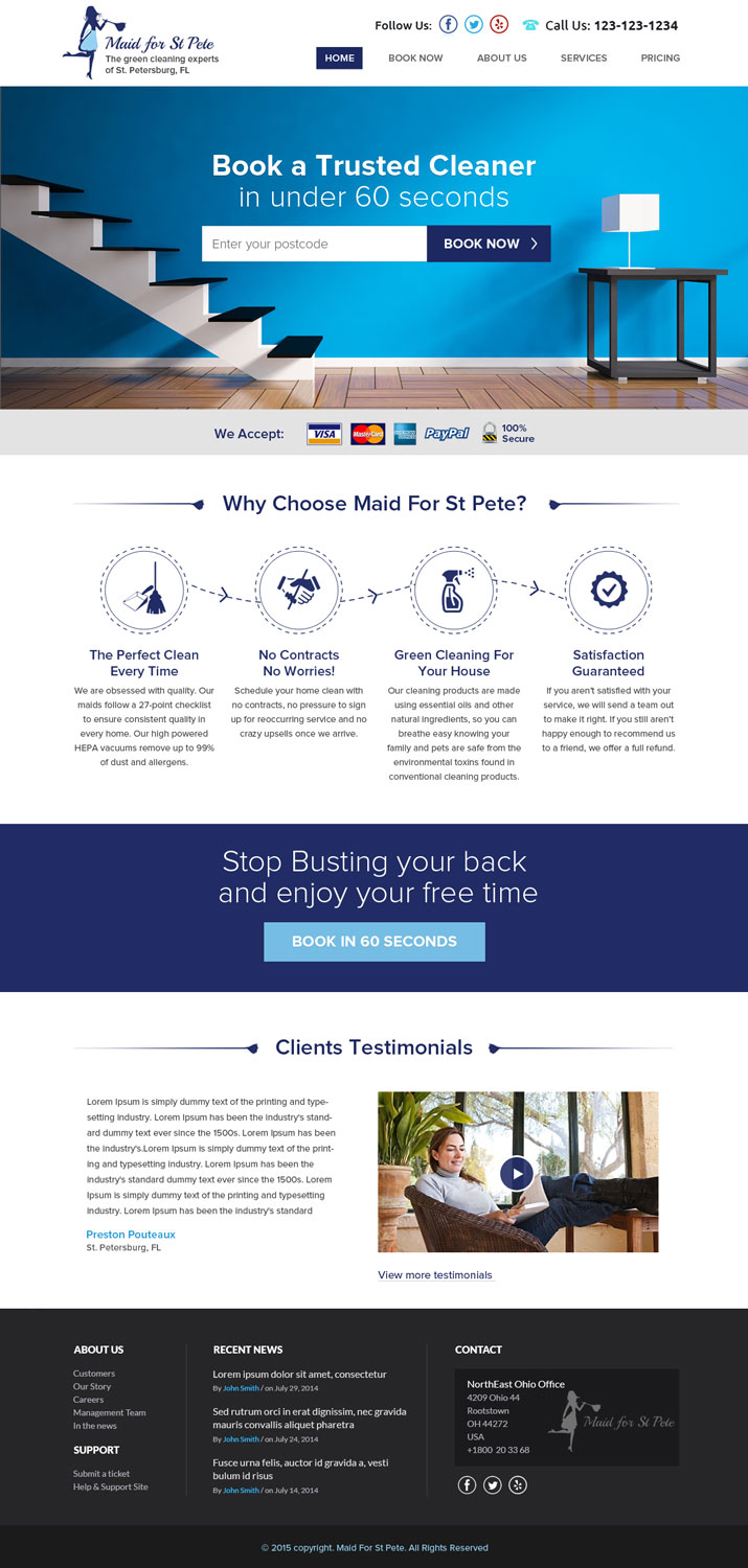 Web-Design von OM für Maid for St Pete | Design #5668908