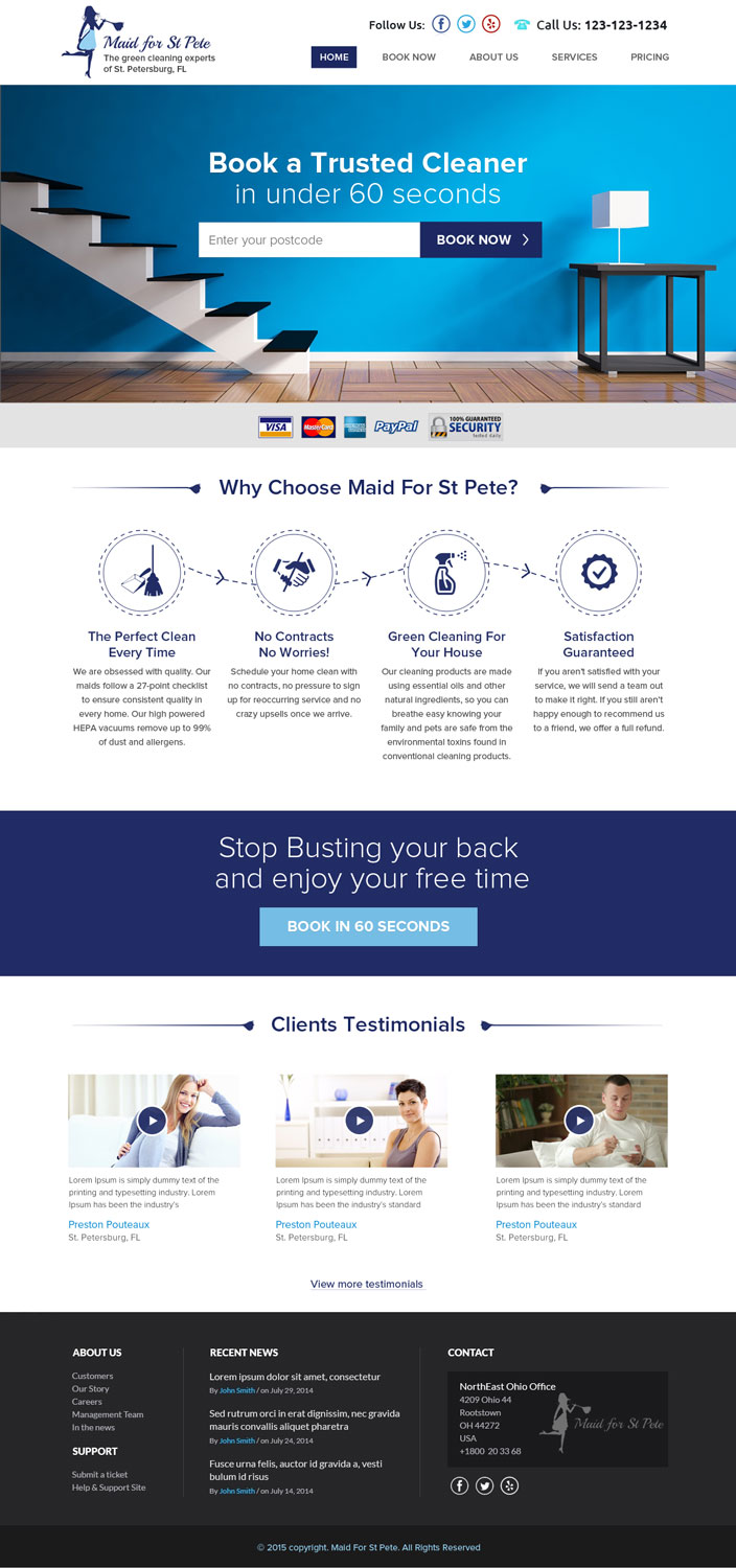 Web-Design von OM für Maid for St Pete | Design #5668914