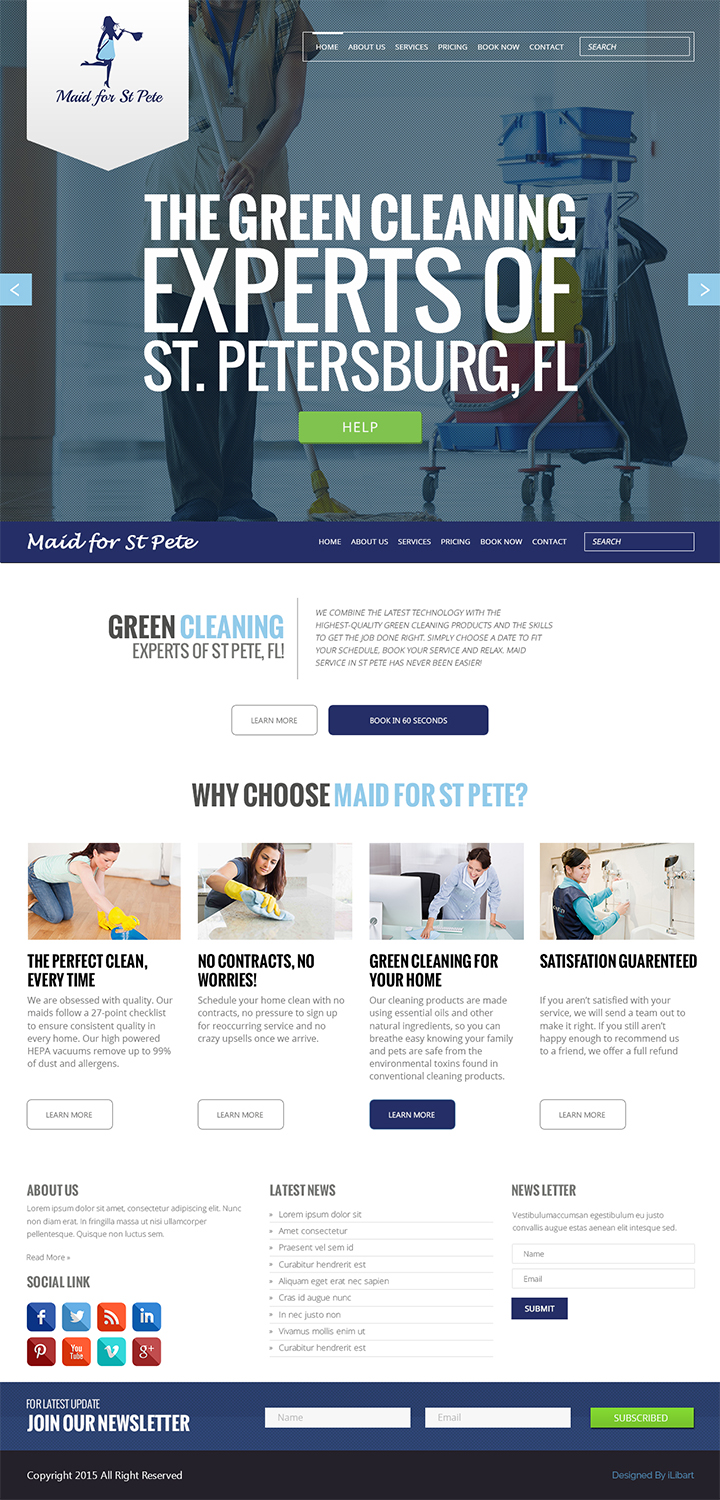 Web Design by iLibart for Maid for St Pete | Design #5631992