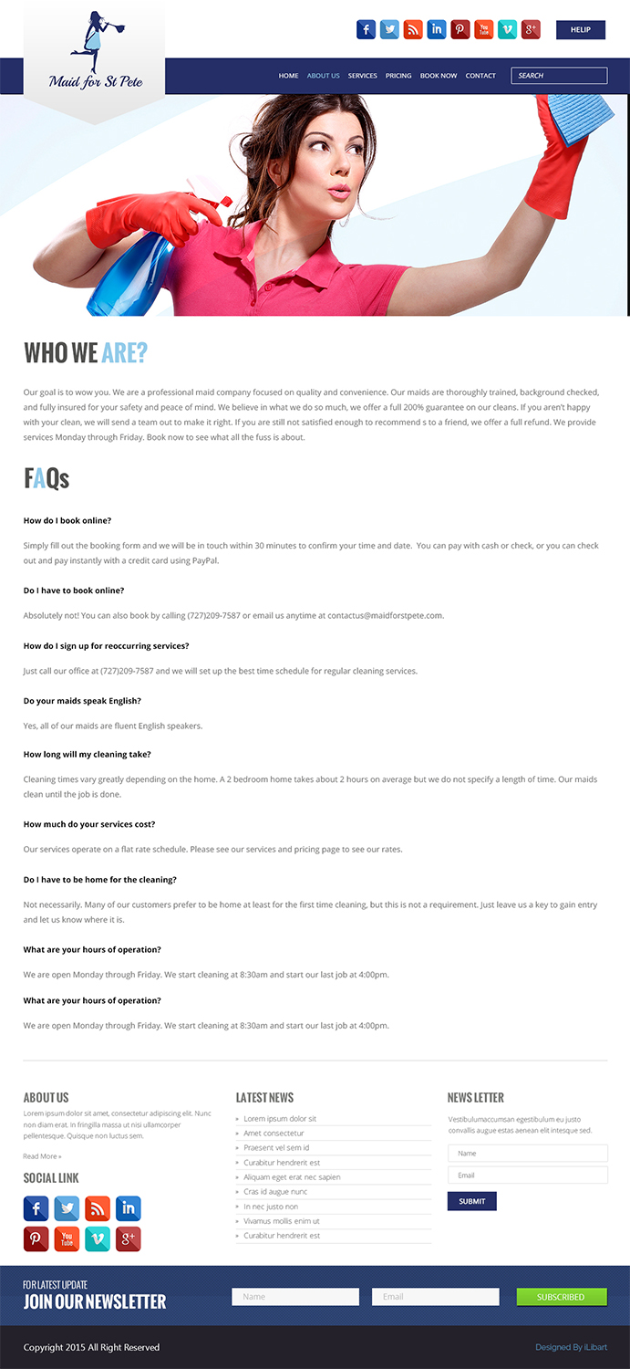 Web Design by iLibart for Maid for St Pete | Design #5631995