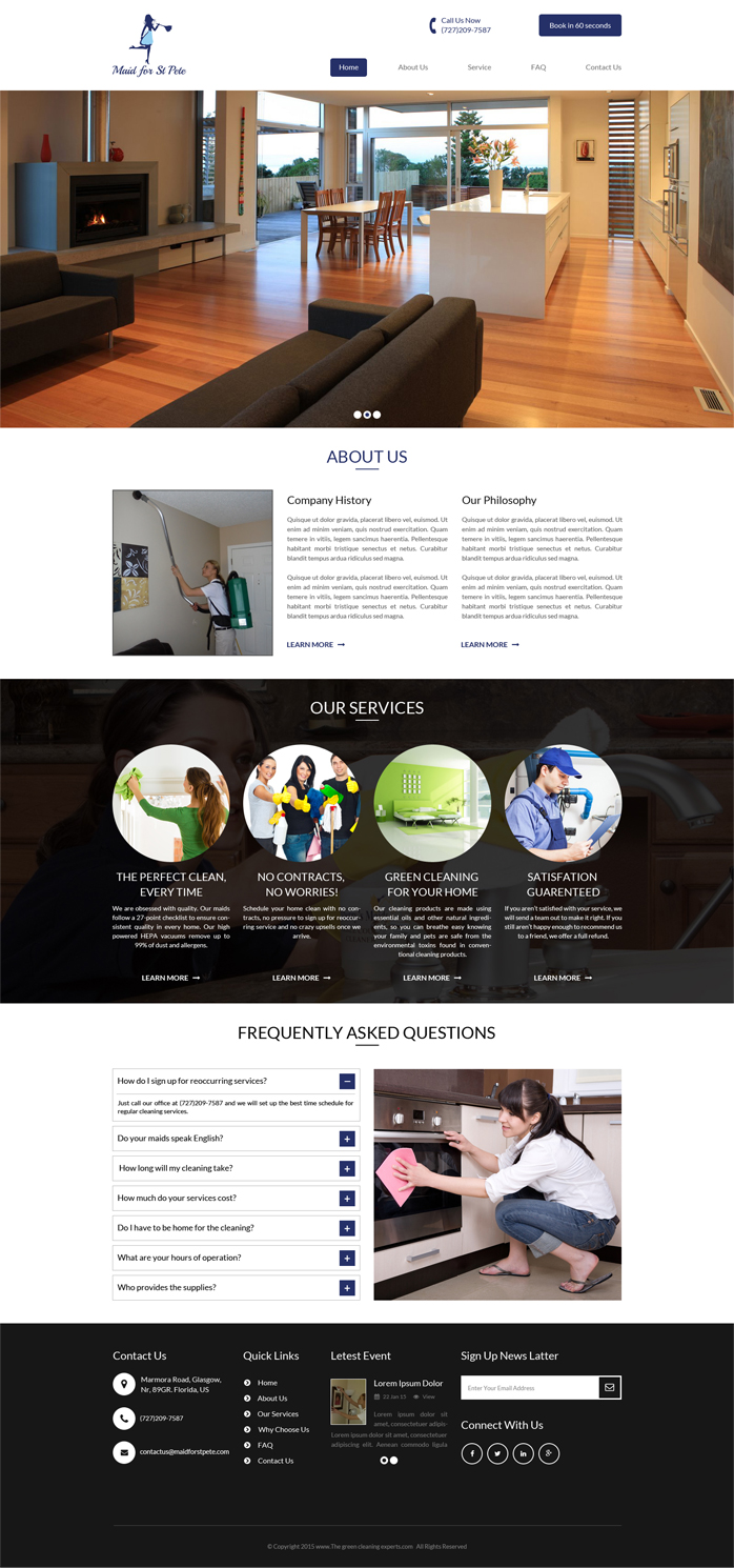Web Design by Advent Innovative for Maid for St Pete | Design #5647614
