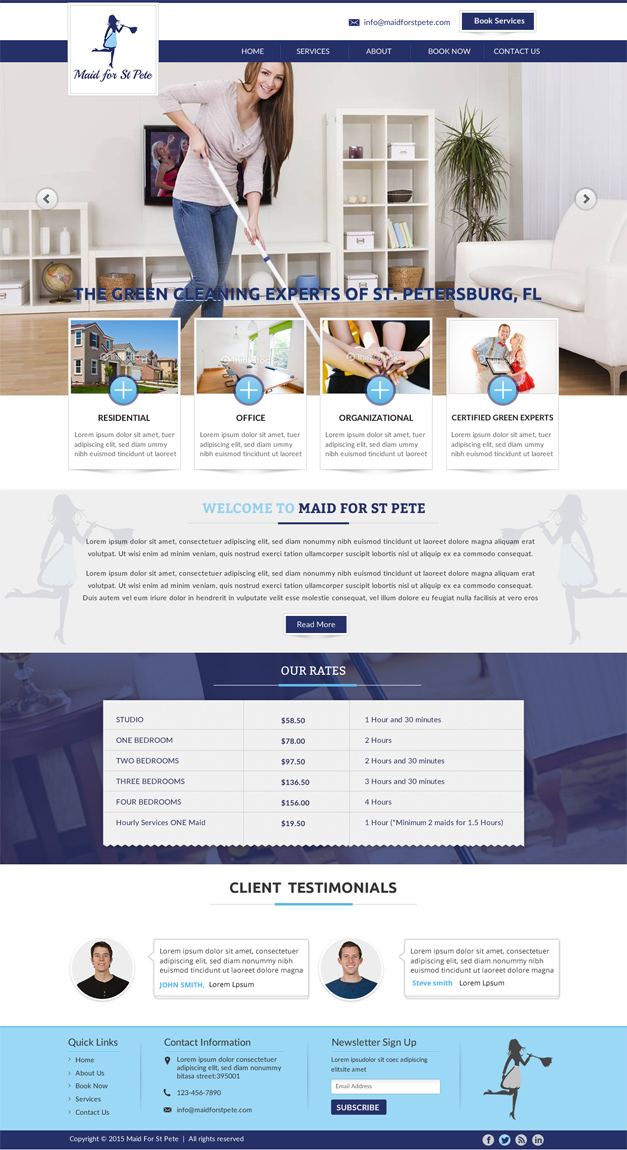 Web Design par newlogic pour Maid for St Pete | Design #5681931