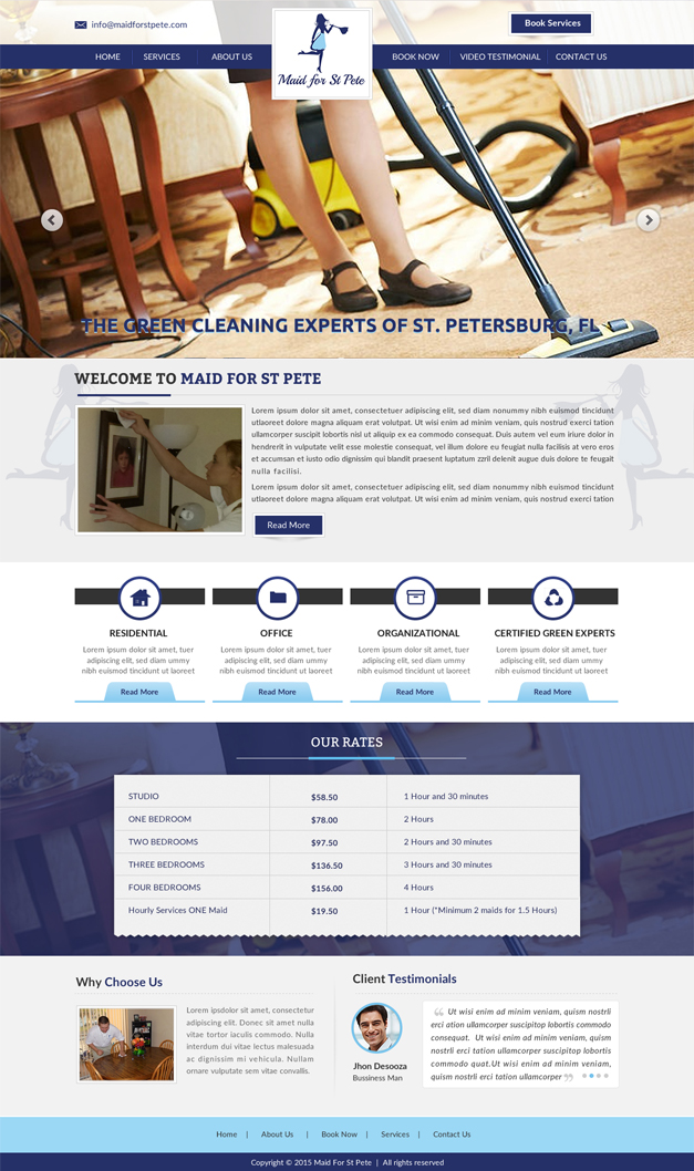 Web Design par newlogic pour Maid for St Pete | Design #5681932