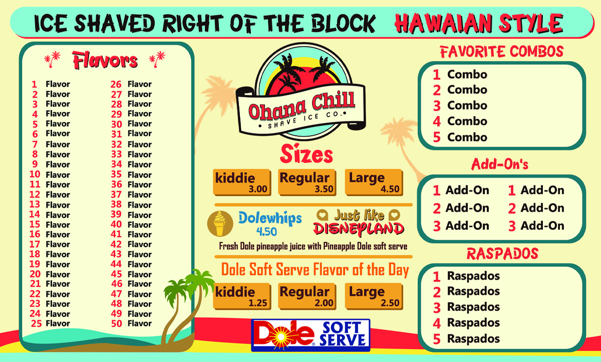 Menu Design by Unique Art for this project | Design #5686202