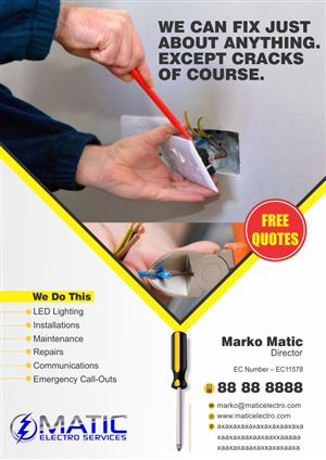 Design de Flyer par Jagdish Boga pour Matic Electro Services | Design #5641711