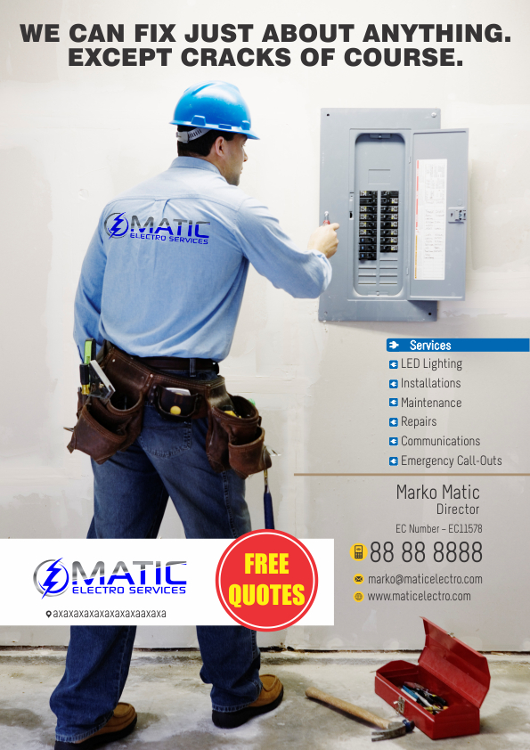 Diseño de Flyer por Jagdish Boga para Matic Electro Services | Diseño #5651210
