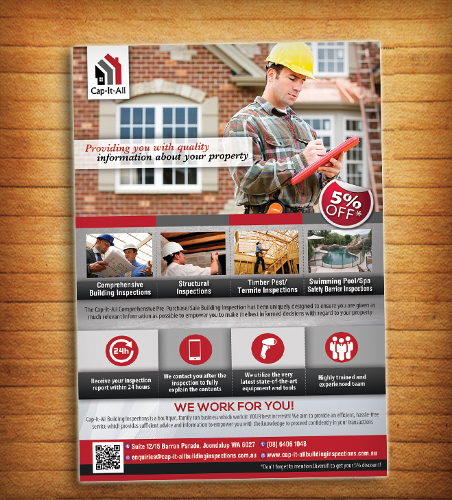 Flyer Design by alessandroevge for Cap-It-All Building Inspections | Design #5625722