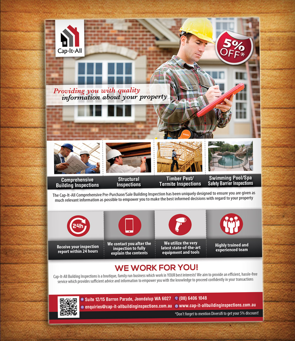 Flyer Design by alessandroevge for Cap-It-All Building Inspections | Design #5645157
