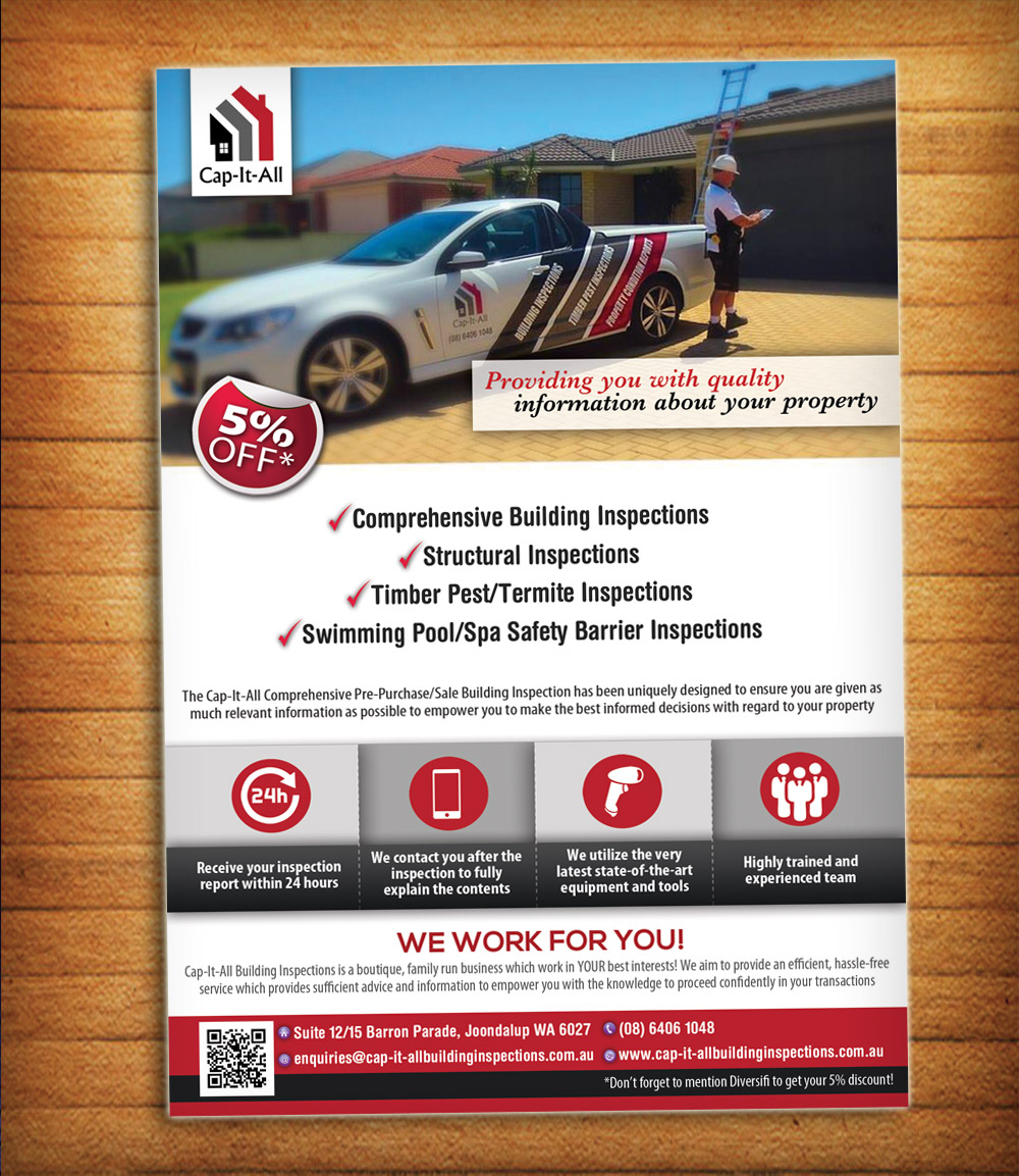 Flyer Design by alessandroevge for Cap-It-All Building Inspections | Design #5645159