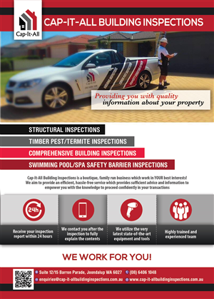 Flyer Design by alessandroevge for Cap-It-All Building Inspections | Design: #5783948