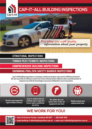 Flyer Design by alessandroevge for Cap-It-All Building Inspections | Design: #5819337